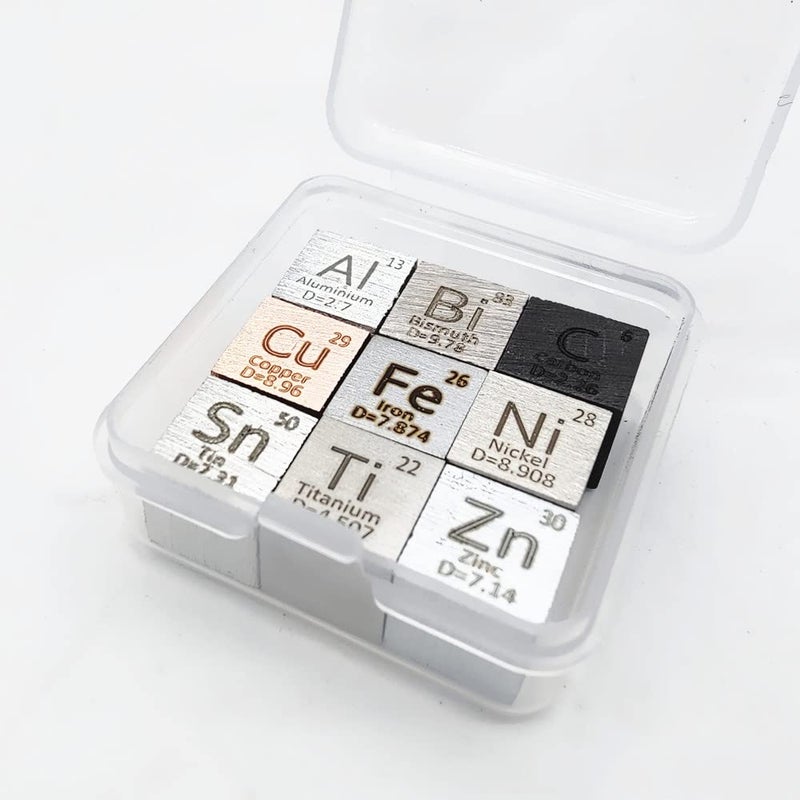 Magerial 0.39" Element Cube Set 10mm Density Cubes Copper Iron Bismuth Titanium for Periodic Table Collection Up to 99.99% Purity (0.39“, 9-01) - Image 4