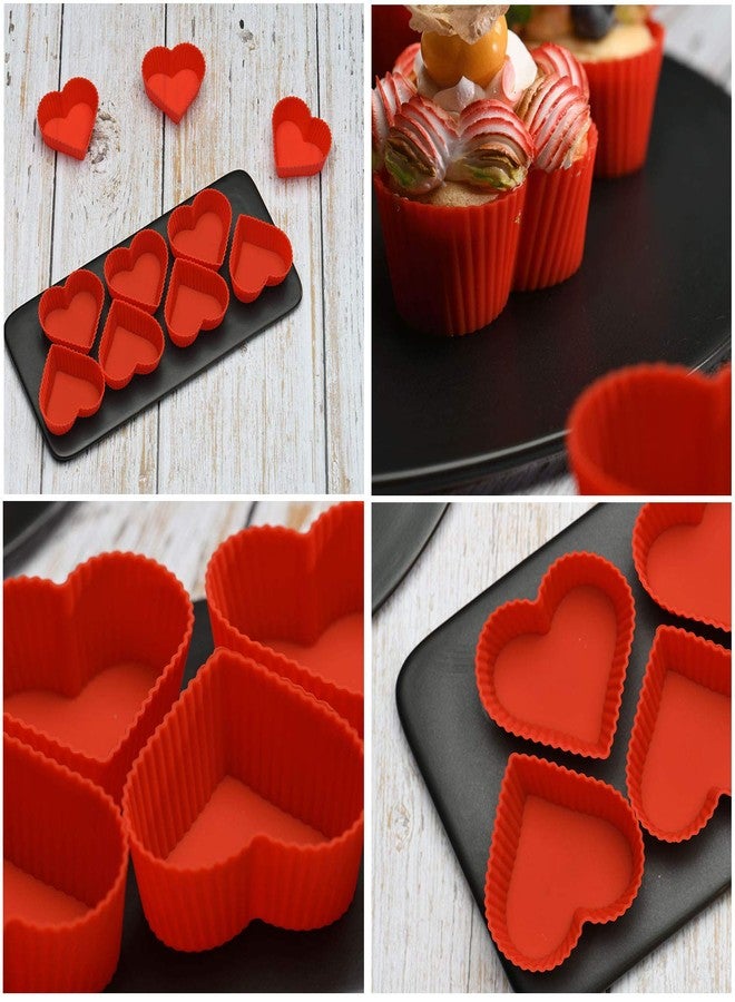 Jell-Cell Baking Cups Cupcake Liners Silicone - Non-Stick Pastry Muffin Liner Molds, 2.75 Inch Reusable Storage Container,Heart,24 Pack - Image 2