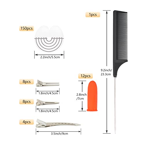 YTBYT 150 Pcs Heat Shield Guards for Hair Extensions with 20 Hair Clips, 12 Finger Protector and 1 Comb, PVC Fusion Glue Protector with Graduations - Image 2
