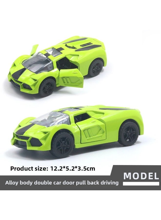 Bulk Simulation Alloy Sports Car Model Children's Toy Car Back To Open The Door Car Men's Cake Ornaments Wholesale-Color:[Bag] SY Orchid TERZO Green  - Image 1