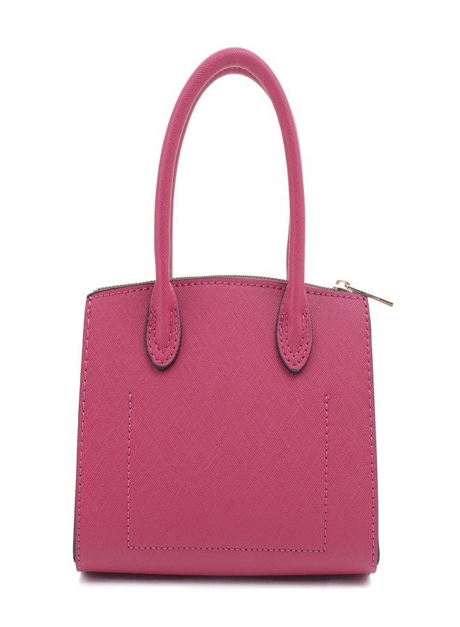 EVVE Women's Evening Bag Party Clutches Mini Satchel Purses Cocktail Prom Handbags with Chain and Lock, Magenta - Image 3