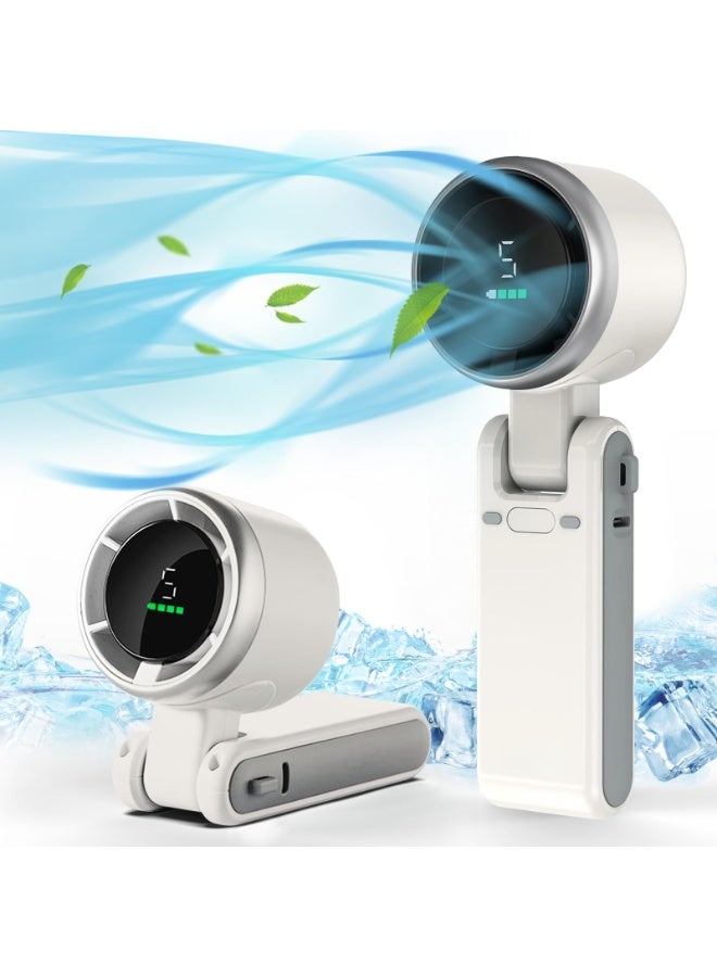 NIBEMINENT Portable Handheld Turbo Fan, 5 Gear Wind, 4000mAh Rechargeable Fans, Up to 12 Working Hours, 3 IN 1 Hand Fan with Air Turbo Tech Cooling Fan for Outdoor Activities, Travel, Beach - Image 1