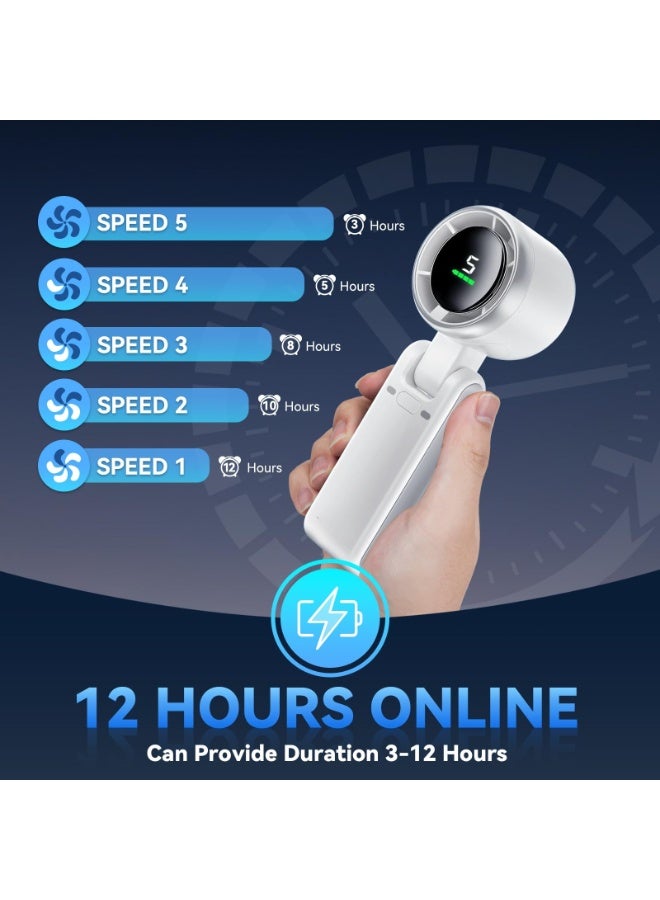 NIBEMINENT Portable Handheld Turbo Fan, 5 Gear Wind, 4000mAh Rechargeable Fans, Up to 12 Working Hours, 3 IN 1 Hand Fan with Air Turbo Tech Cooling Fan for Outdoor Activities, Travel, Beach - Image 3