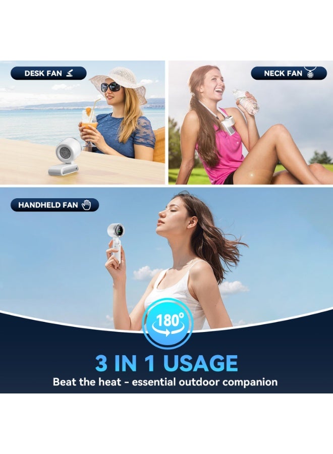 NIBEMINENT Portable Handheld Turbo Fan, 5 Gear Wind, 4000mAh Rechargeable Fans, Up to 12 Working Hours, 3 IN 1 Hand Fan with Air Turbo Tech Cooling Fan for Outdoor Activities, Travel, Beach - Image 4