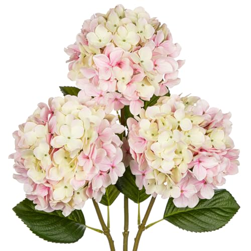 DILATATA Pink Fake Hydrangeas Real Touch Hydrangea Flowers 26 Large Artificial Hydrangea Flowers Silk Hydrangea for Wedding Bouquet Home Party Store 3pcs - Image 1