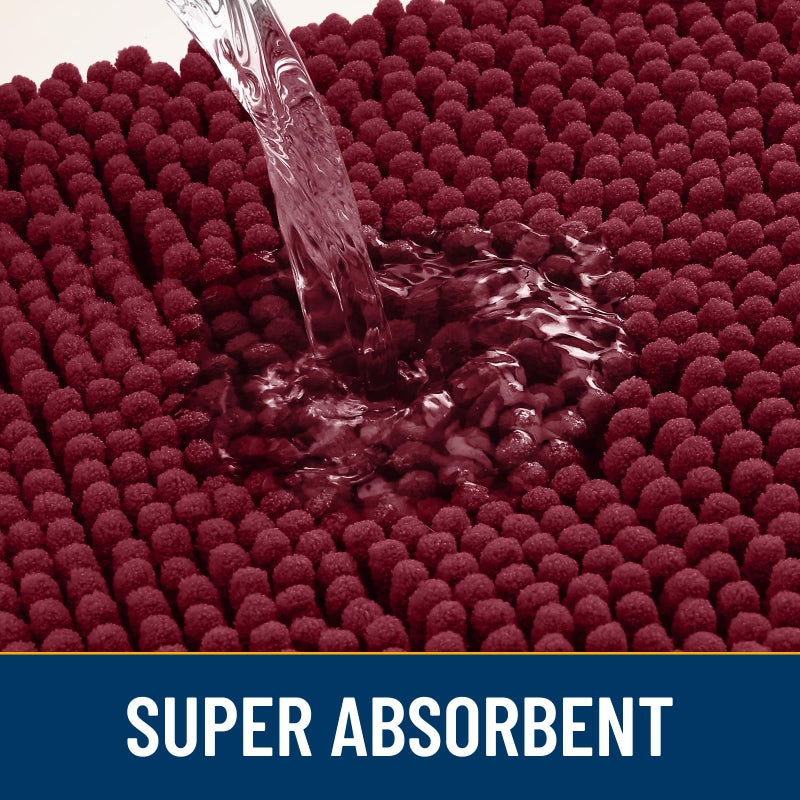 Smiry Dog Door Mat for Muddy Paws 30x20, Absorbs Moisture and Dirt Doormat, Non-Slip Washable Quick Dry Chenille Front Door Mat Indoor Entrance, Entryway Carpet for Inside Floor, Burgundy - Image 4