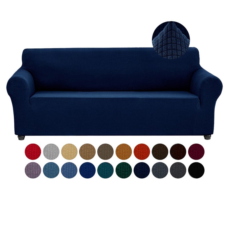 Joccun Stretch Couch Cover Slipcovers 1Piece Sofa Covers for 3 Cushion Couch Spandex Jacquard Washable Furniture Protector Cover for Living RoomKidsPetsSofaNavy