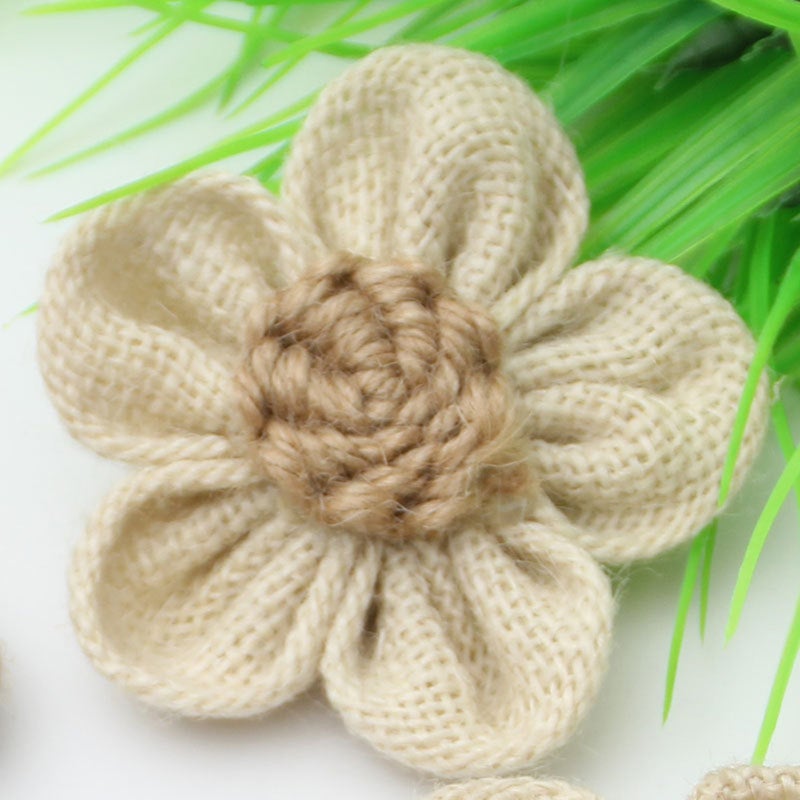 10pcs Burlap Lace Flowers Jute Rose for DIY Craft Making Wedding Party Decorations (B) - Image 4