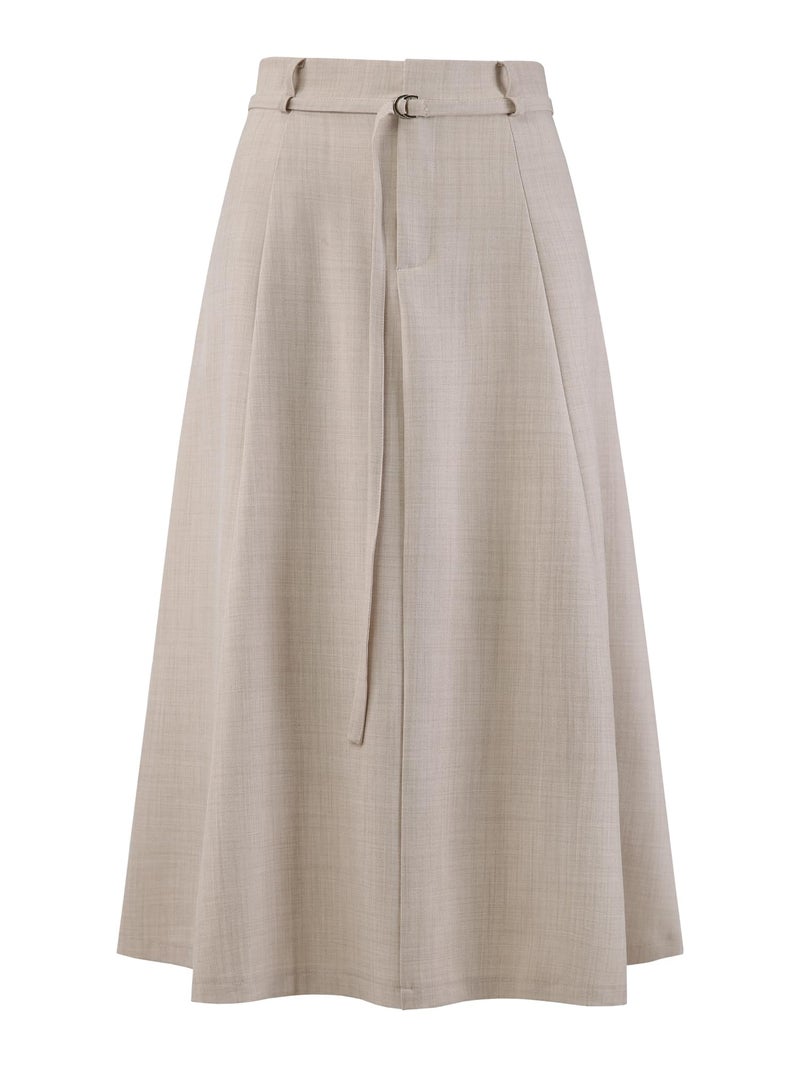 Hobemty Women's A-Line Skirt with Pockets Elastic High Waist Maxi Skirt Medium Beige - Image 1