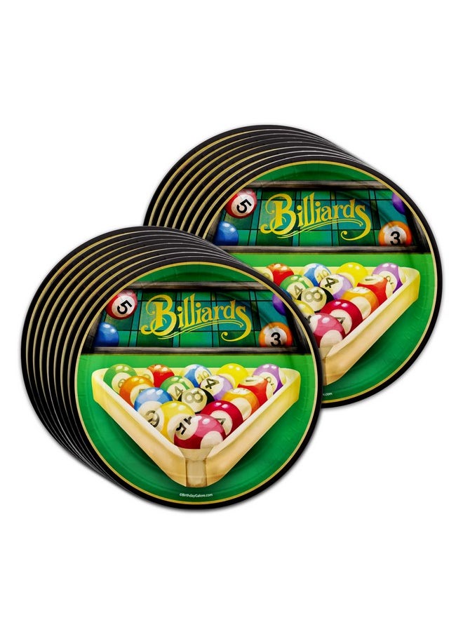 Birthday Galore Billiards Party Supplies - Pool Table Plates and Napkins - Adult Birthday Supplies - Father's Day Tableware Set Includes Plates Napkins Cups - Kit for 16  - Image 2