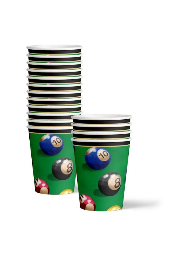 Birthday Galore Billiards Party Supplies - Pool Table Plates and Napkins - Adult Birthday Supplies - Father's Day Tableware Set Includes Plates Napkins Cups - Kit for 16  - Image 3