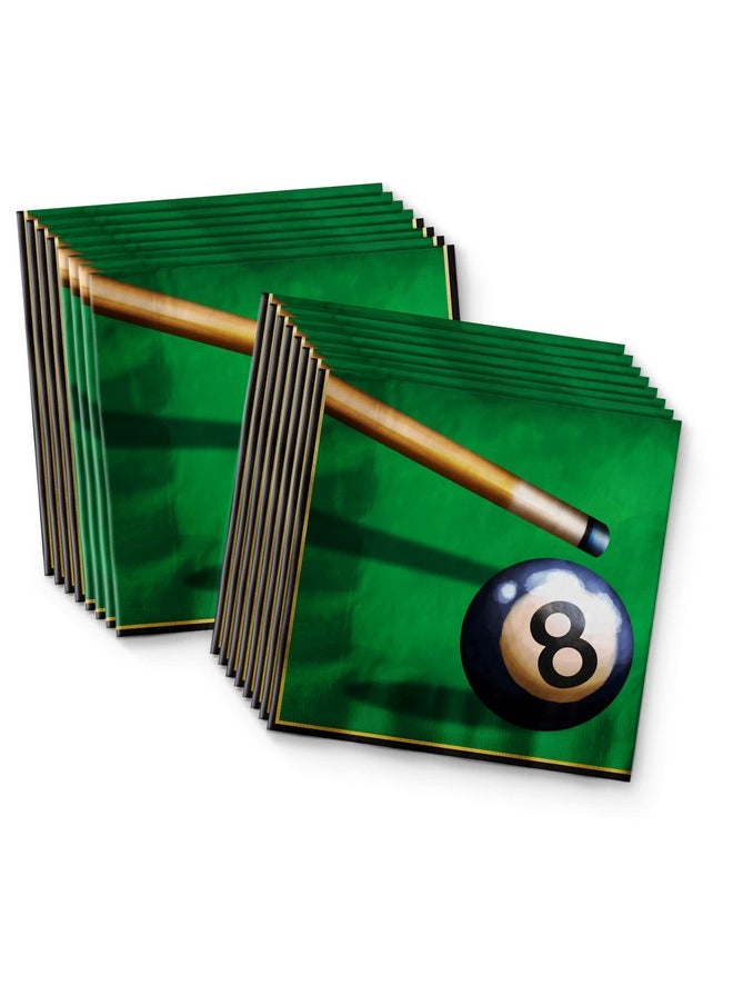 Birthday Galore Billiards Party Supplies - Pool Table Plates and Napkins - Adult Birthday Supplies - Father's Day Tableware Set Includes Plates Napkins Cups - Kit for 16  - Image 4