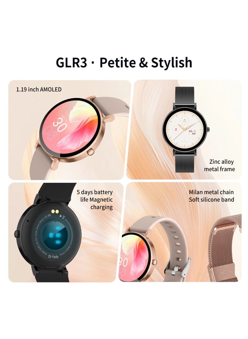G-Tab GLR3 Princess Smart Watch for Women Bluetooth Calling AMOLED Display Fitness Tracker Heart Rate SpO2 Sleep Monitor Women's Health Waterproof Smartwatch Compatible with Android iOS - Image 5