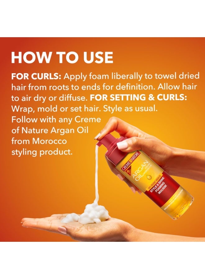 Creme of Nature Style & Shine Foaming Mousse, Defines Curls & Controls Frizz, Moisturizes Hair with Argan Oil from Morocco, Gift for Her, 7 fl oz - Image 3