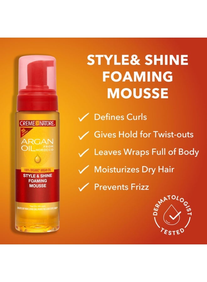 Creme of Nature Style & Shine Foaming Mousse, Defines Curls & Controls Frizz, Moisturizes Hair with Argan Oil from Morocco, Gift for Her, 7 fl oz - Image 5