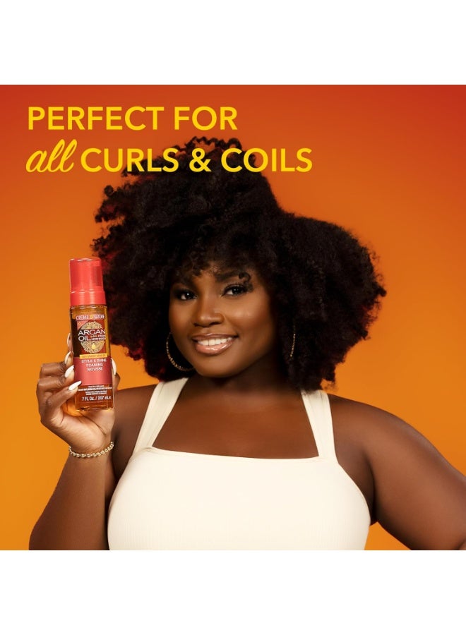 Creme of Nature Style & Shine Foaming Mousse, Defines Curls & Controls Frizz, Moisturizes Hair with Argan Oil from Morocco, Gift for Her, 7 fl oz - Image 4