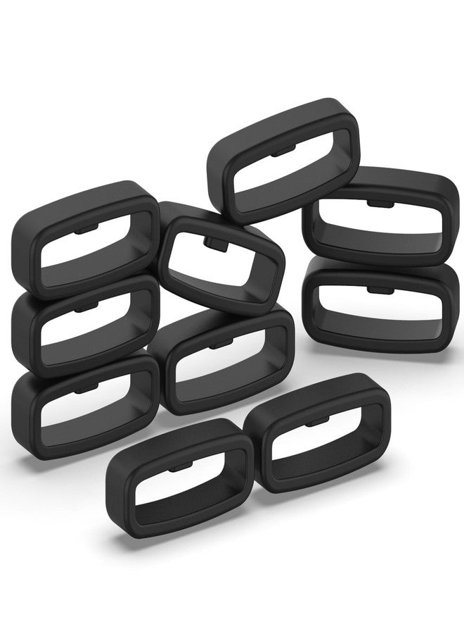 FanTEK 10pcs Watch Strap Holder Loop, 22mm Silicone Watch Band Keeper Retainer Fastener Ring Parts for Smart Watch Band Wristband Replacement, Black - Image 1