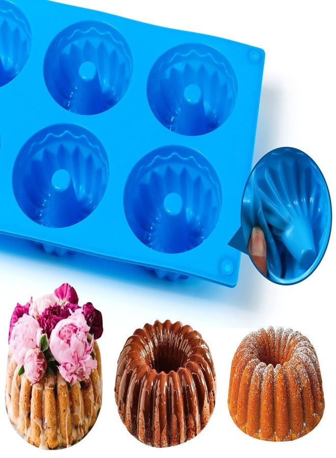 Sidosir Mini Fluted Tube Cake Pan, 6Cavity Heritage Fluted Tube Cake Silicone Mold for Baking,Non Stick Fancy Molds for Fluted Tube Cake (Fluted Tube) - Image 4