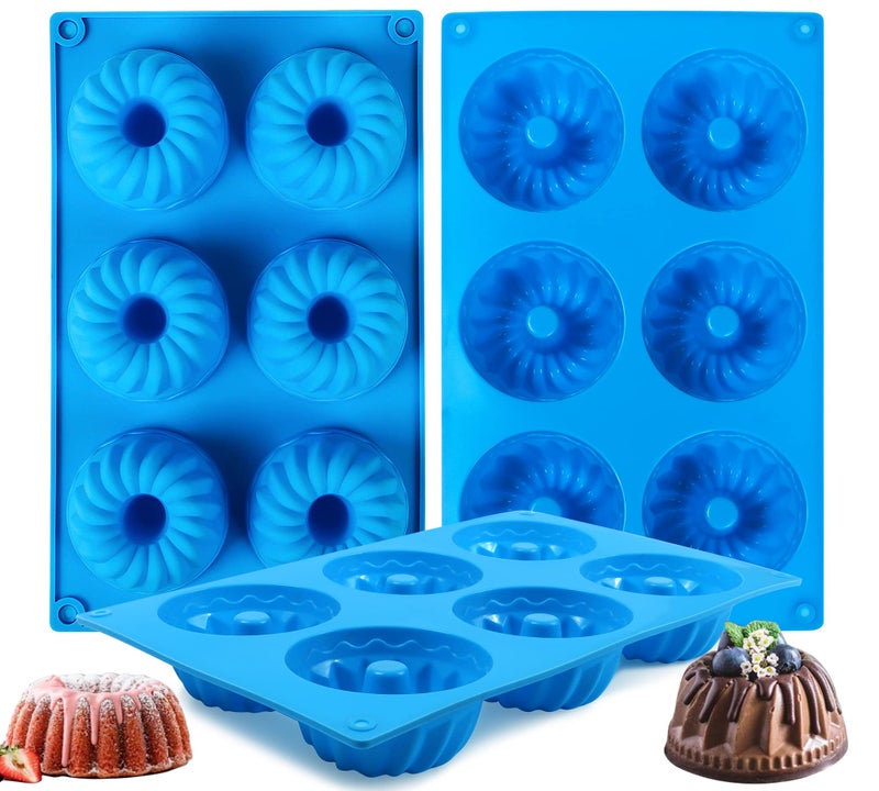 Sidosir Mini Fluted Tube Cake Pan, 6Cavity Heritage Fluted Tube Cake Silicone Mold for Baking,Non Stick Fancy Molds for Fluted Tube Cake (Fluted Tube) - Image 1