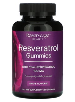 Reserveage Resveratrol Gummies Grape Flavored 100 mg 60 Gummies (50 mg per Gummy) 