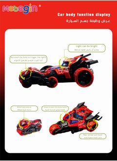 MEBEGIN 3-in-1 Transformer Electric Toy, Ejection Chariot Pull-back Alloy Car with Light and Music, 1:32 Scale Model Toy, Motorcycle Deformation Vehicle, Pull Back Cars Toys, Die-cast Car Models, Ideal Gift for Kids Aged 3+, 10.5*18*7.5cm  - Image 5