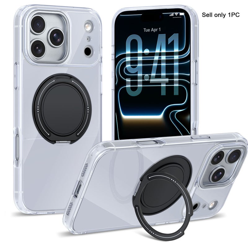 غطاء هاتف متعدد الوظائف  TPU + أكريليك مدمج حامل من سبائك الألمنيوم | حامل دوار 360° | متوافق مع الشحن اللاسلكي والمغناطيسي - Image 1