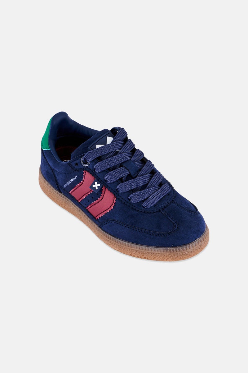 Xti Kids Girl Brand Logo Lace Up Shoes, Navy - Image 1