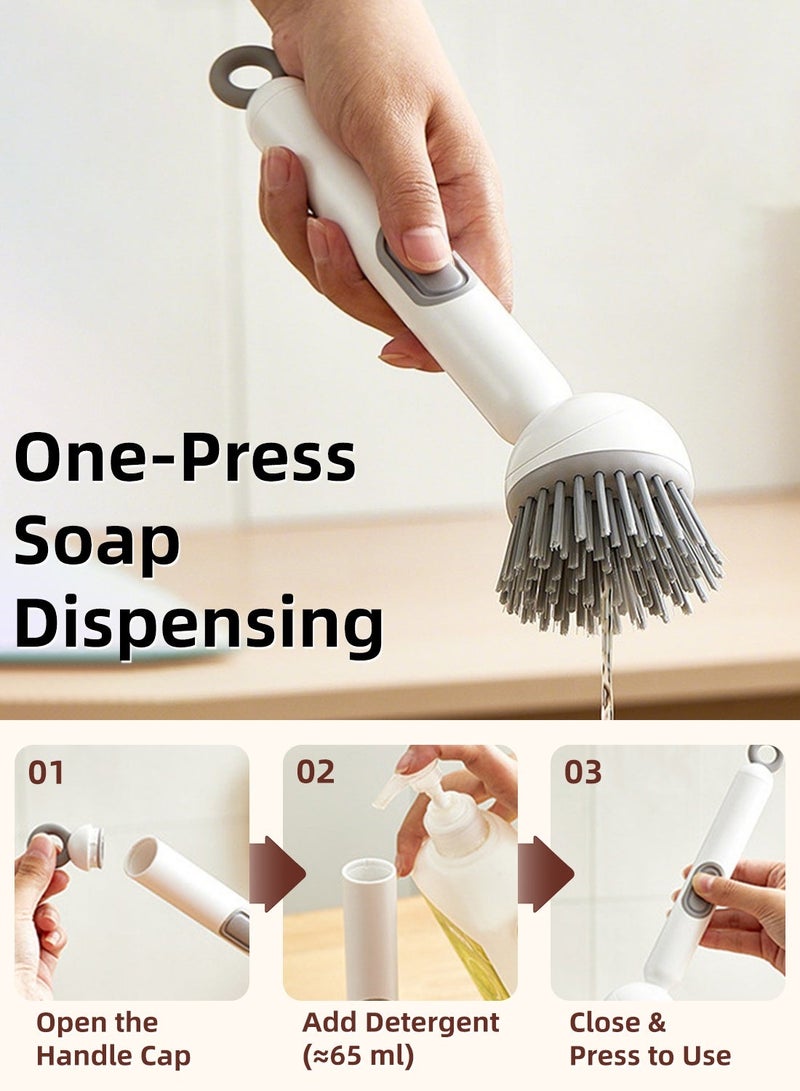 360° Rotating Soap Dispensing Brush, One-Press Dish Scrubber with Firm Bristles, Long Handle Kitchen Cleaning Brush for Pots, Pans & Sinks - Image 2