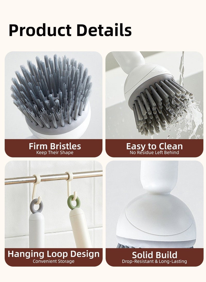 360° Rotating Soap Dispensing Brush, One-Press Dish Scrubber with Firm Bristles, Long Handle Kitchen Cleaning Brush for Pots, Pans & Sinks - Image 5
