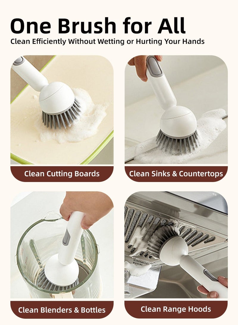 360° Rotating Soap Dispensing Brush, One-Press Dish Scrubber with Firm Bristles, Long Handle Kitchen Cleaning Brush for Pots, Pans & Sinks - Image 4