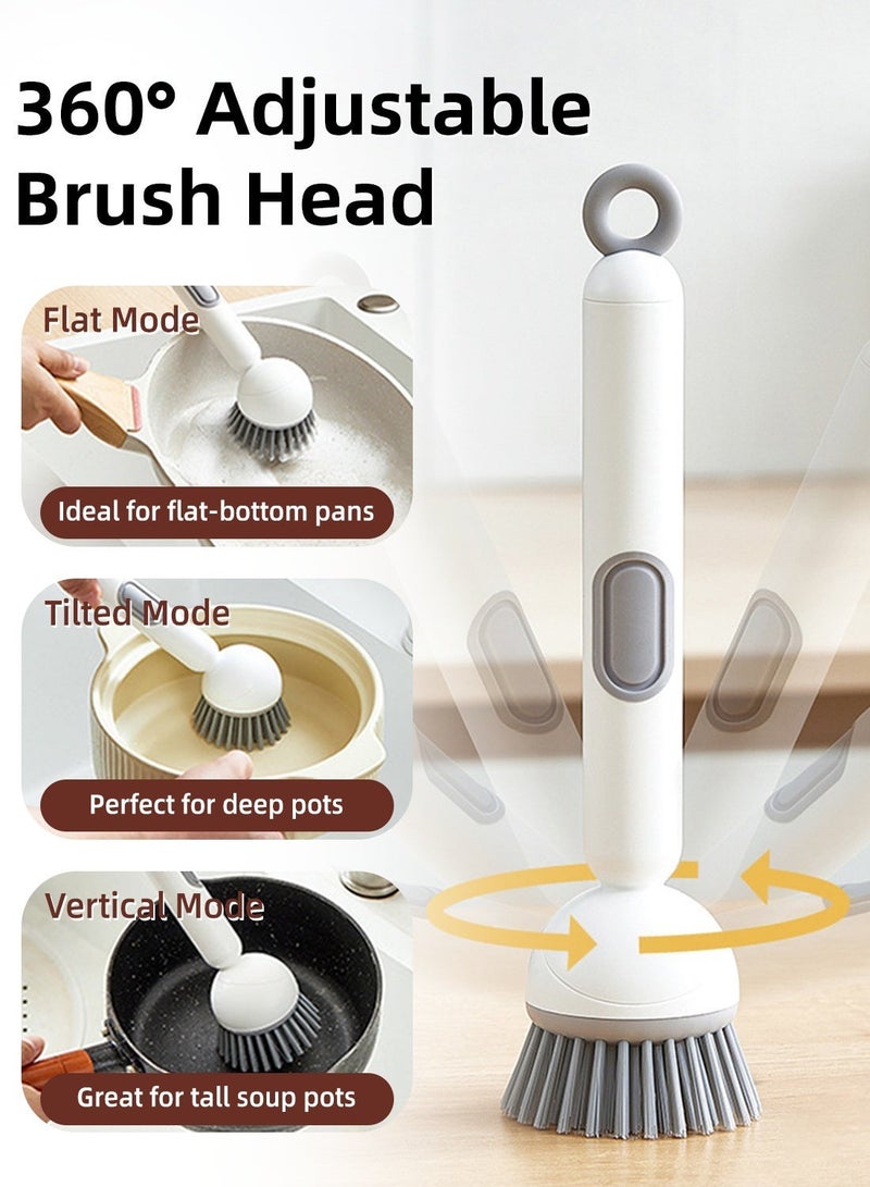 360° Rotating Soap Dispensing Brush, One-Press Dish Scrubber with Firm Bristles, Long Handle Kitchen Cleaning Brush for Pots, Pans & Sinks - Image 3