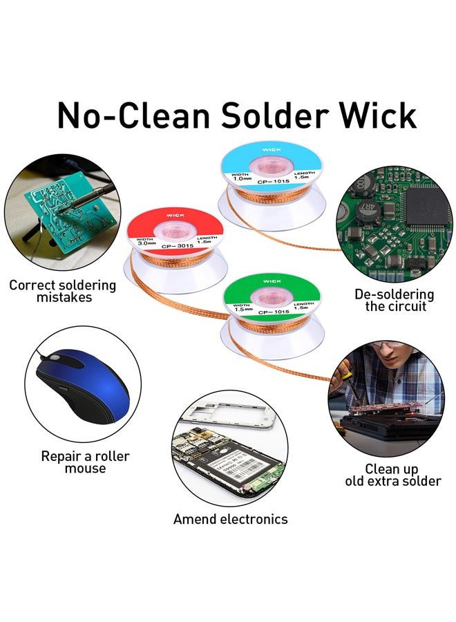 Hotop 6 Pieces Solder Wicks No-Clean Solder Braided Wicks Desoldering Wicks, 1.5 meter Length (Multi-color,0.04 Inch, 0.06 Inch, 0.08 Inch, 0.1 Inch, 0.12 Inch, 0.14 Inch) - Image 3