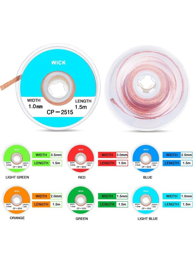 Hotop 6 Pieces Solder Wicks No-Clean Solder Braided Wicks Desoldering Wicks, 1.5 meter Length (Multi-color,0.04 Inch, 0.06 Inch, 0.08 Inch, 0.1 Inch, 0.12 Inch, 0.14 Inch) - Image 2