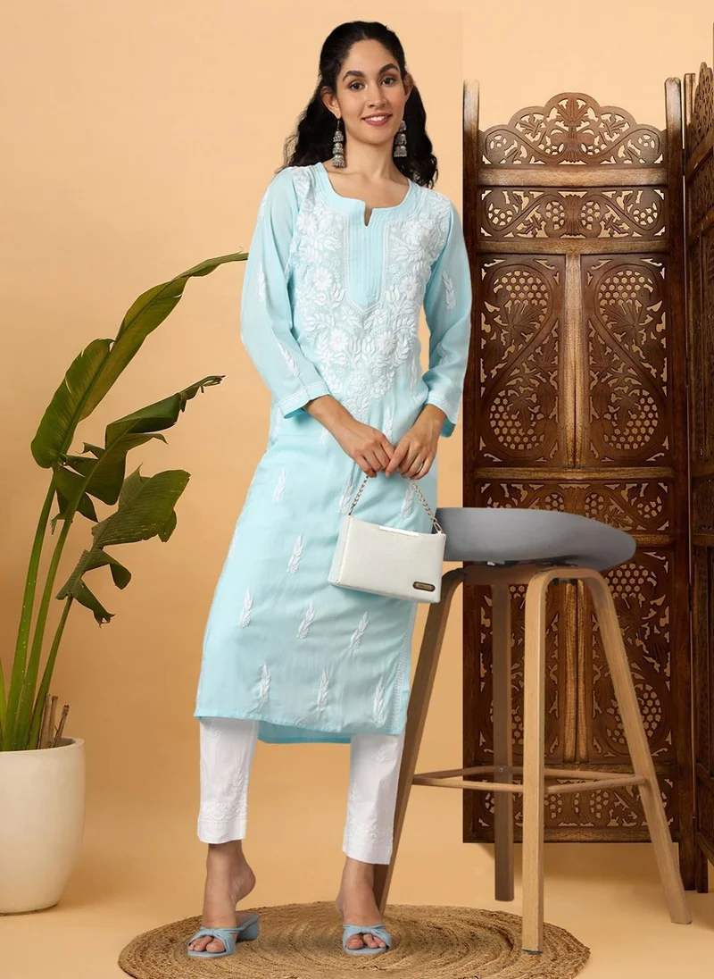 Alaya Women Hand Embroidered Chikankari Rayon Kurta-AL3451