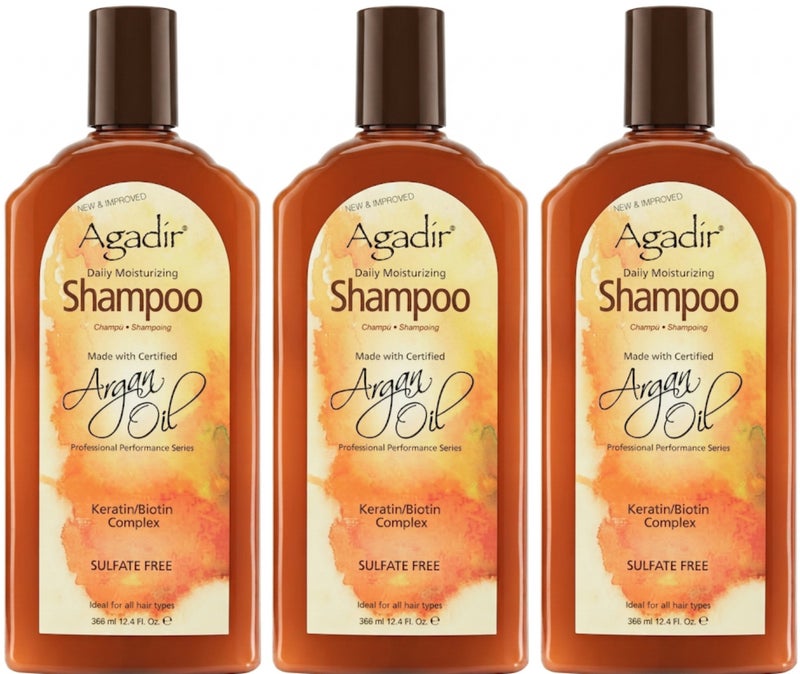 Agadir Argan Oil Shampoo Daily Moisturizing And Shine Boost For Dry Damaged Hair Sulfate And Paraben Free Moisturizing 366 ML 3 Pcs