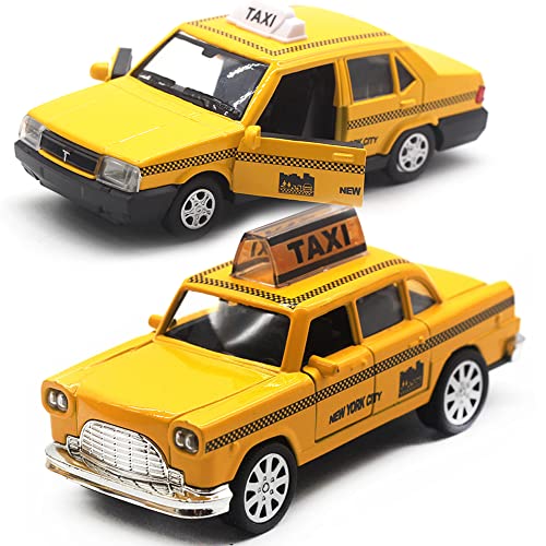 OTONOPI New York City Taxi Cab Toy Taxi Car Toy for Kids Yellow Cab Diecast Model Toy Car with Pullback Action for Toddler Age 3 Pack of 2 - Image 1