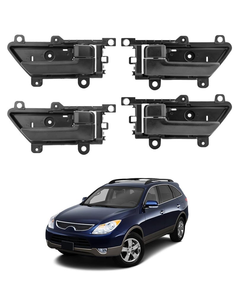 Gledewen Interior Door Handle Set (4PCS), Compatible with 2007-2012 Hyundai Veracruz | Textured Black Front or Rear Left Driver & Right Passenger | Replace# 82610-3J000WS, 82620-3J000WS Inner Handle - Image 1