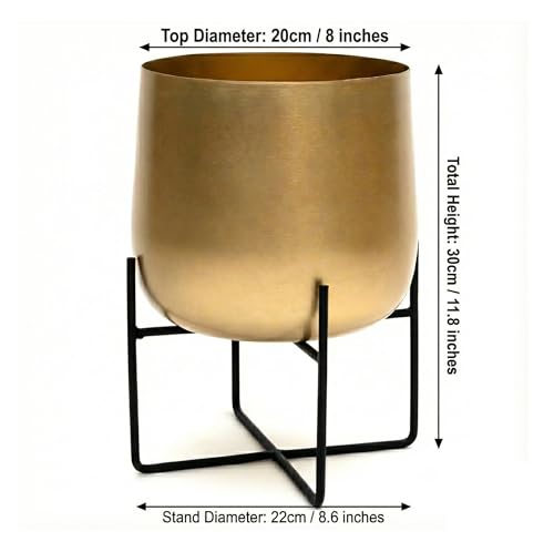 Olly & Rose Olly Rose 85 Inch Gold Metal Plant Stand with Pot Indoor Planter Large Flower Pot - Image 3