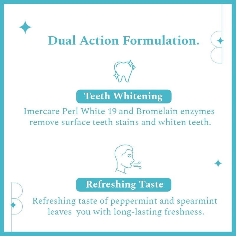Perfora Tongue Cleaner With Fresh Mint Toothpaste & Teeth Whitening Powder Combo | For Fresh Breath & Bacteria Removal | Improved Taste Sense & Oral Hygiene | Teeth Cleaning Dental Kit - Image 2
