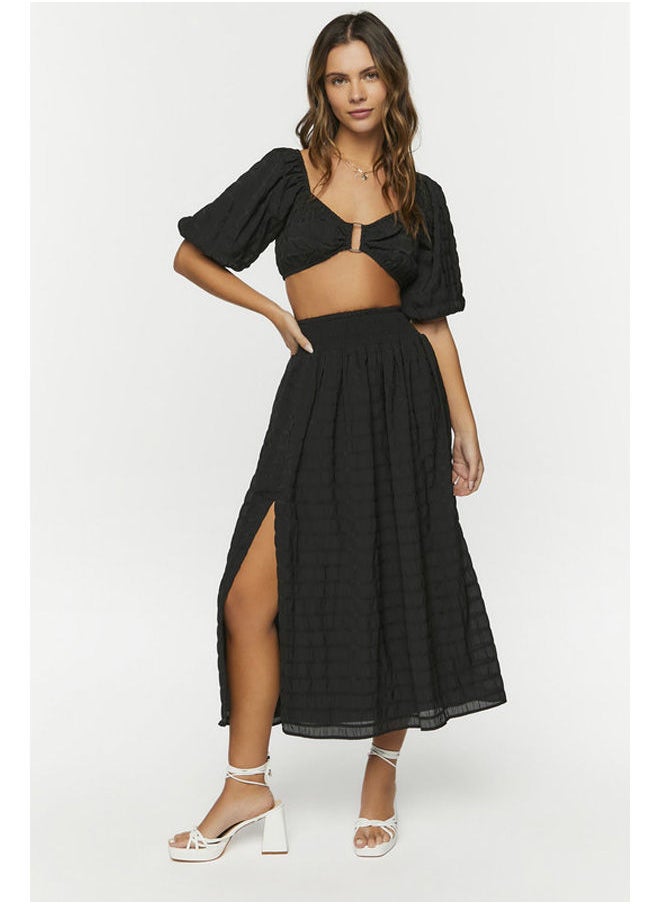 FOREVER 21 Woven Top Blouse Sslv Cropped  - Image 4