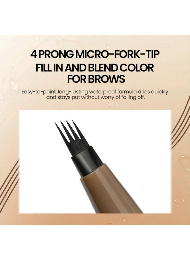 evpct Suake 2Pcs Medium Dark Brown Microblading Eyebrow Contouring Pen Brow Pencil With Hair Like Strokes, 4 Tipped Precise Brow Pencil With Brush Micro-Fork Tips Applicator, Natural Looking Brows - Image 5