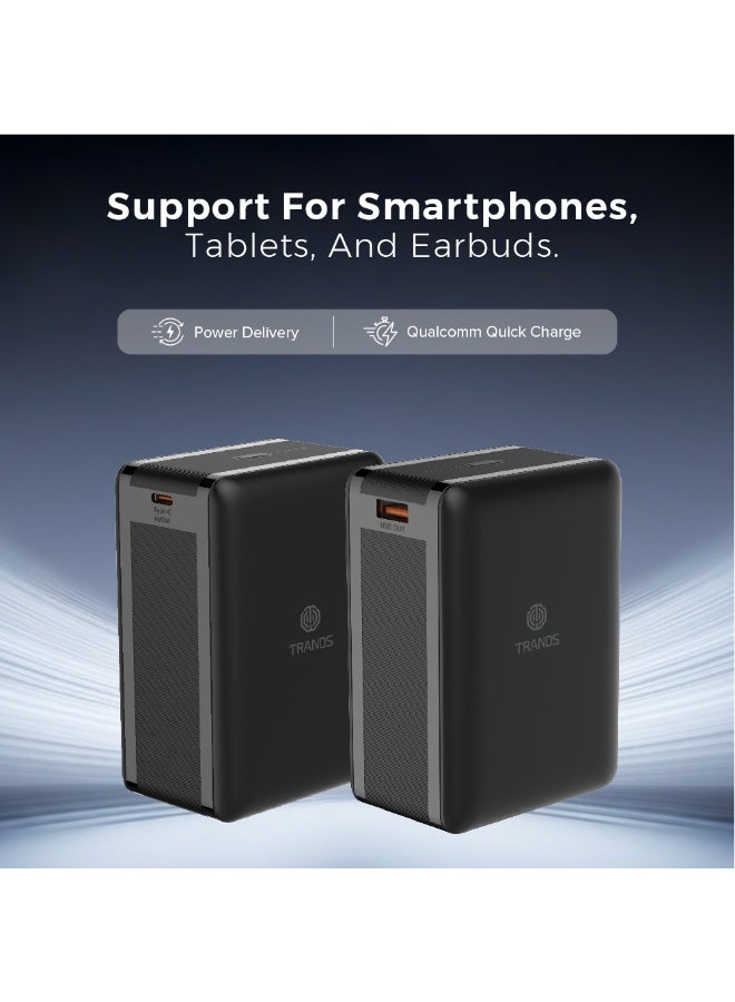 تراندز باور بانك ميني بسعة 30000 مللي أمبير PB917 - شحن سريع بمنفذ USB وType-C، حزمة بطارية محمولة لهواتف آيفون، سامسونج، آيباد وأندرويد - أسود (ضمان لمدة عام) - Image 5