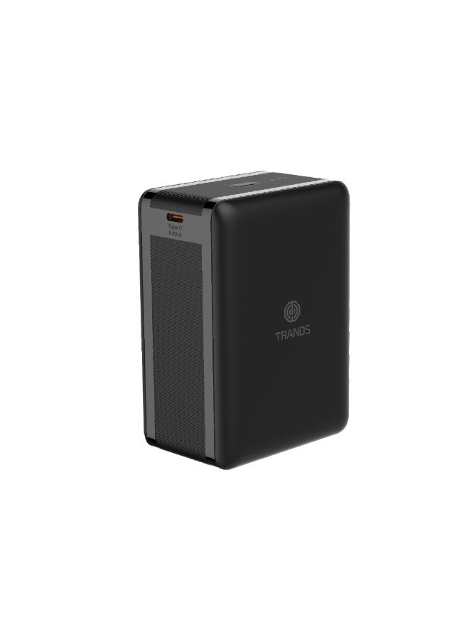 Trands 30000mAh Mini Power Bank PB917 - Fast Charging USB & Type-C Portable Battery Pack for iPhone 15/16/17, Samsung Galaxy, iPad & Android - Black (1 Year Warranty)