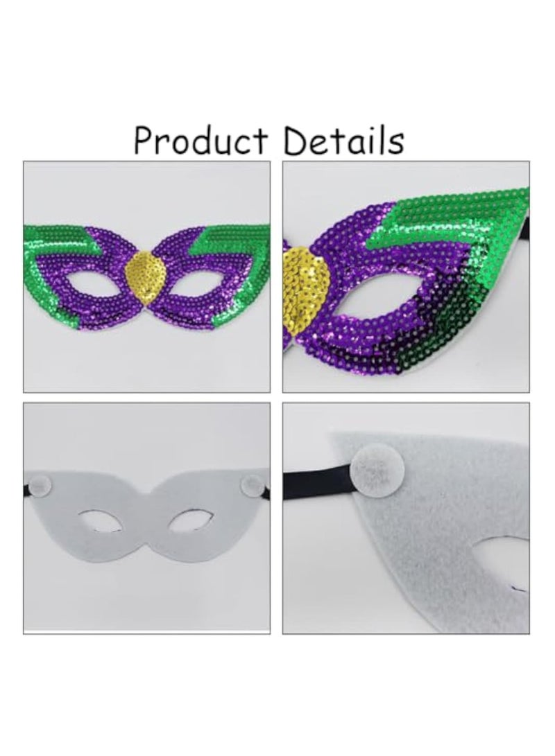 Zikra 8PCS Sparkling Sequin Half Mask, Couple Masquerade Masks Sequins, Venetian Party Mask Plastic Costume Carnival Mask,  Adjustable Strap Buckle Shiny Glittering - Image 3