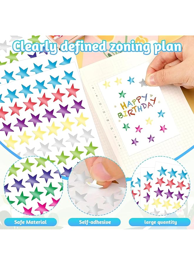 إيروريكس ملصقات نجوم ملونة ذاتية اللصق، 2700 قطعة من ملصقات النجوم المكافئة، لتزيين المنزل والمدرسة والمكتب - Image 4