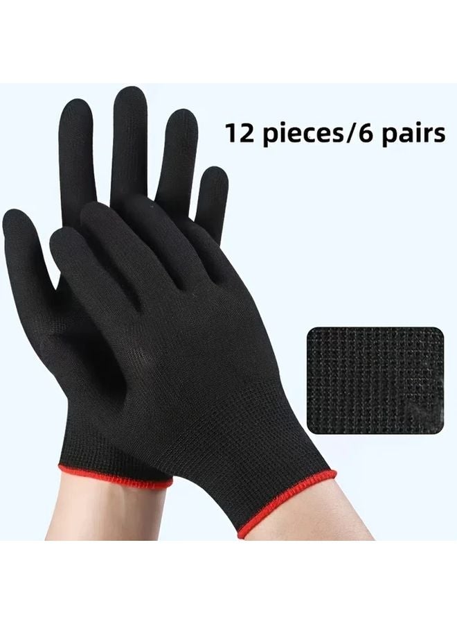 6 Pairs Black Ultra Thin Gloves for Sports Cycling Sewing Outdoor Activities - Image 1