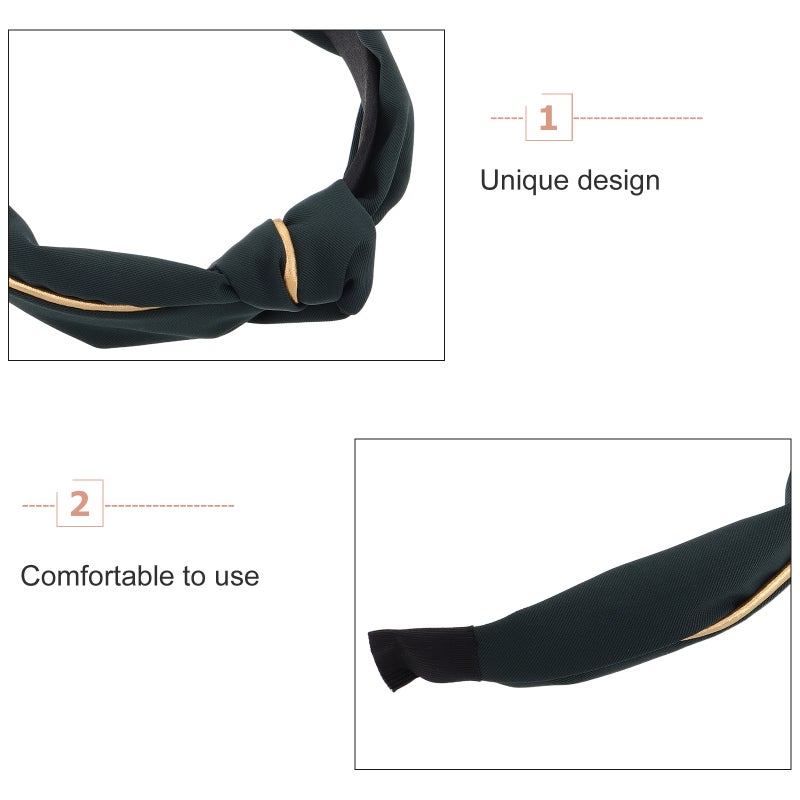 Vintage Trimmed Color Headbands Knotted Fabric Wide Hair Bands Comfortable And Stylish For Everyday Wear And Special Occasions - Image 3