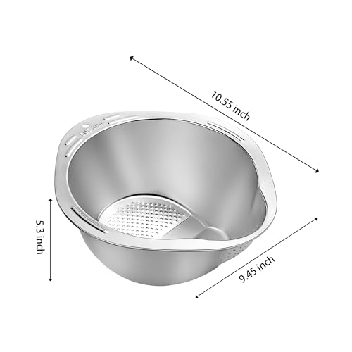 SohoTeco Rice Washing Bowls Set of 2, Rice Rinser Strainer, 4-in-1 Stainless Steel Colander, Versatile Colanders & Strainers for Washing Vegetables, Fruits, Beans & Pasta - Image 5
