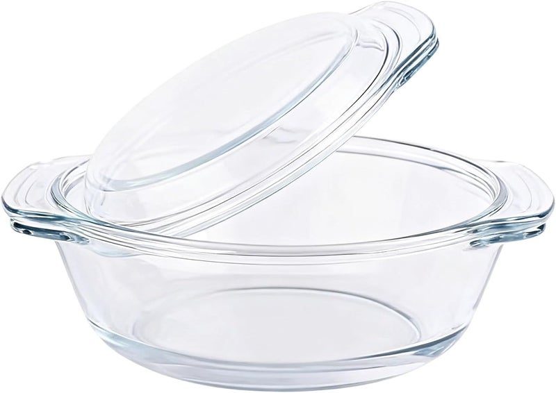 HEEPDD Oval Glass Casserole Dish, Microwave Oven Safe Baking Dish with Lid for Cooking Breads Casseroles Desserts Easy Grip Handles Even Heat Distribution (L 1.5L) - Image 1