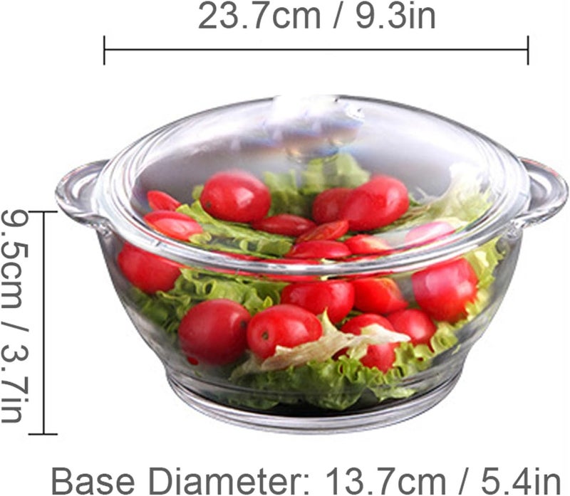 HEEPDD Oval Glass Casserole Dish, Microwave Oven Safe Baking Dish with Lid for Cooking Breads Casseroles Desserts Easy Grip Handles Even Heat Distribution (L 1.5L) - Image 3